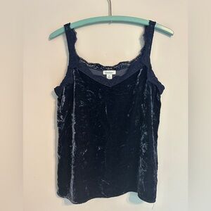Sundance • Hadley Velvet Tank Top with Lace Details Navy